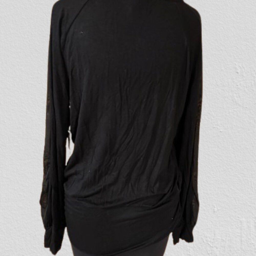 Hippie Chic Black Jersey Top with Black Mesh Details  4269  NWT Boutique